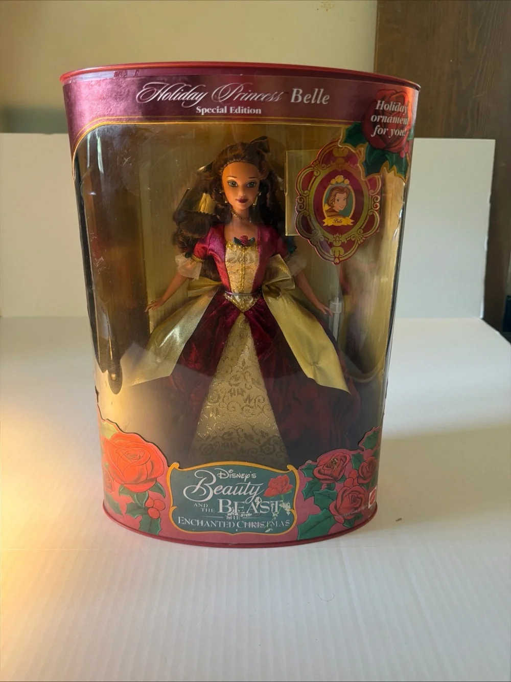 Disney Beauty and the Beast Belle Holiday Doll - Burgundy, Gold & Pink